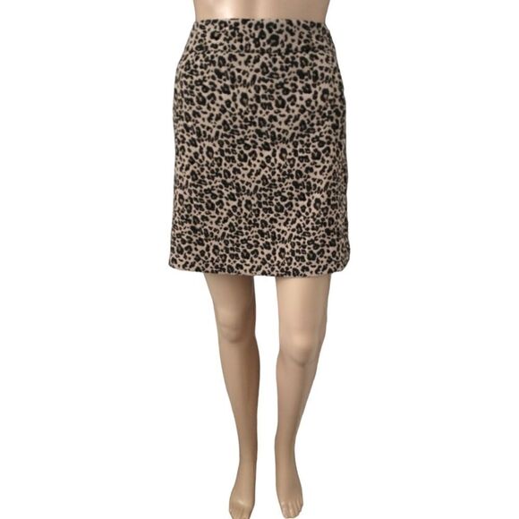 Loft Mini Skirt 0P Pointe Knit A Line Animal Print Pocket Cheetah Stretch Petite - Picture 3 of 16